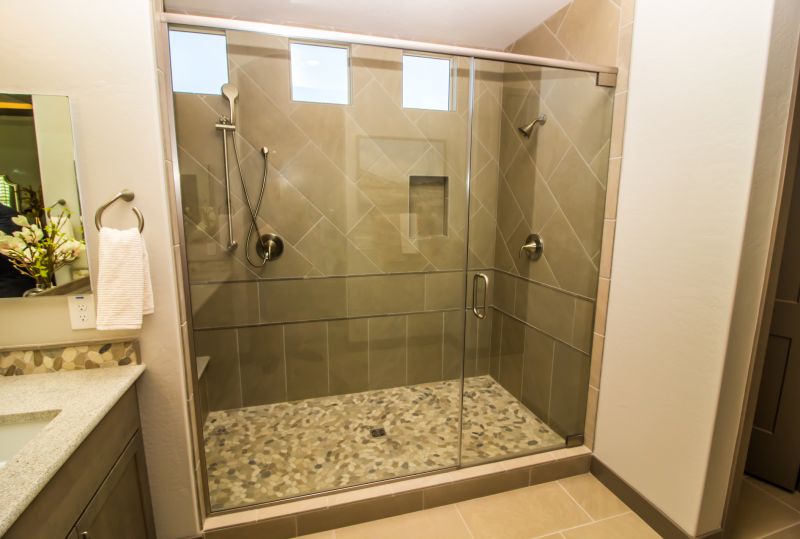Glass Panel Shower with Minimal Hardware